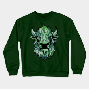 Mindful Vivid Buffalo in Green Crewneck Sweatshirt